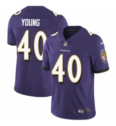 Men's Nike Baltimore Ravens #40 Kenny Young Purple Team Color Vapor Untouchable Limited Player NFL Jersey