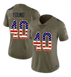 Women's Nike Baltimore Ravens #40 Kenny Young Limited Olive/USA Flag Salute to Service NFL Jersey