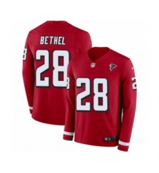 Men's Nike Atlanta Falcons #28 Justin Bethel Limited Red Therma Long Sleeve NFL Jersey