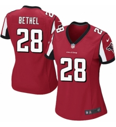 Women's Nike Atlanta Falcons #28 Justin Bethel Game Red Team Color NFL Jersey