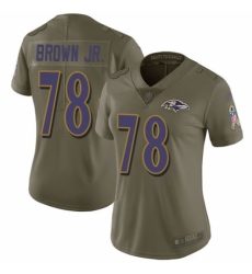 Women's Nike Baltimore Ravens #78 Orlando Brown Jr. Limited Olive 2017 Salute to Service NFL Jersey