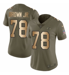 Women's Nike Baltimore Ravens #78 Orlando Brown Jr. Limited Olive/Gold Salute to Service NFL Jersey
