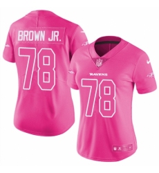Women's Nike Baltimore Ravens #78 Orlando Brown Jr. Limited Pink Rush Fashion NFL Jersey