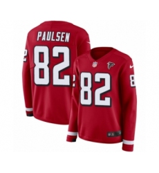 Women's Nike Atlanta Falcons #82 Logan Paulsen Limited Red Therma Long Sleeve NFL Jersey