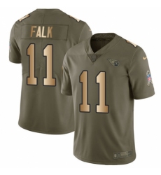 Men's Nike Tennessee Titans #11 Luke Falk Limited Olive/Gold 2017 Salute to Service NFL Jersey