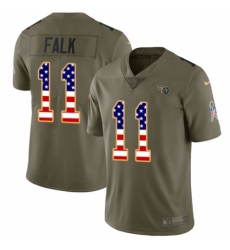 Men's Nike Tennessee Titans #11 Luke Falk Limited Olive/USA Flag 2017 Salute to Service NFL Jersey