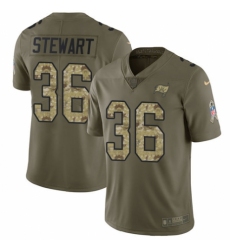 Men's Nike Tampa Bay Buccaneers #36 M.J. Stewart Limited Olive/Camo 2017 Salute to Service NFL Jersey