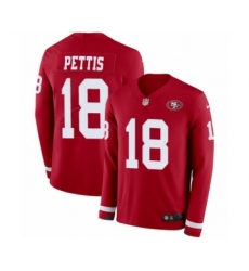Men's Nike San Francisco 49ers #18 Dante Pettis Limited Red Therma Long Sleeve NFL Jersey