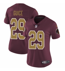 Women's Nike Washington Redskins #29 Derrius Guice Burgundy Red/Gold Number Alternate 80TH Anniversary Vapor Untouchable Elite Player NFL Jersey