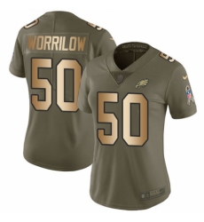 Women's Nike Philadelphia Eagles #50 Paul Worrilow Limited Olive Gold 2017 Salute to Service NFL Jersey