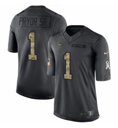 Men's Nike New York Jets #1 Terrelle Pryor Sr. Limited Black 2016 Salute to Service NFL Jersey