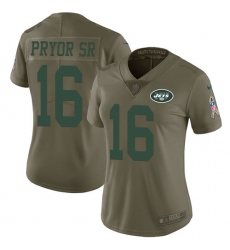 Women Nike New York Jets #16 Terrelle Pryor Sr. Limited Olive 2017 Salute to Service NFL Jersey
