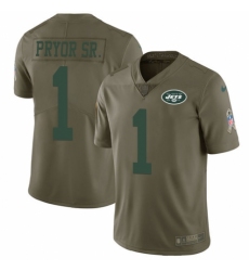 Youth Nike New York Jets #1 Terrelle Pryor Sr. Limited Olive 2017 Salute to Service NFL Jersey