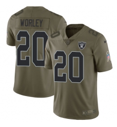 Men's Nike Oakland Raiders #20 Daryl Worley Limited Olive 2017 Salute to Service NFL Jersey