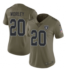 Women's Nike Oakland Raiders #20 Daryl Worley Limited Olive 2017 Salute to Service NFL Jersey