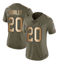 Women's Nike Oakland Raiders #20 Daryl Worley Limited Olive Gold 2017 Salute to Service NFL Jersey
