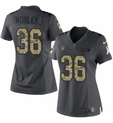 Women's Nike Oakland Raiders #36 Daryl Worley Limited Black 2016 Salute to Service NFL Jersey