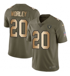 Youth Nike Oakland Raiders #20 Daryl Worley Limited Olive Gold 2017 Salute to Service NFL Jersey