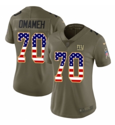 Women's Nike New York Giants #70 Patrick Omameh Limited Olive USA Flag 2017 Salute to Service NFL Jersey