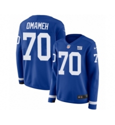 Women's Nike New York Giants #70 Patrick Omameh Limited Royal Blue Therma Long Sleeve NFL Jersey
