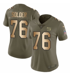 Women's Nike New York Giants #76 Nate Solder Limited Olive Gold 2017 Salute to Service NFL Jersey