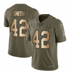 Men's Nike Indianapolis Colts #42 Nyheim Hines Limited Olive/Gold 2017 Salute to Service NFL Jersey