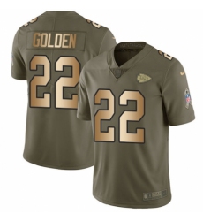 Men's Nike Kansas City Chiefs #22 Robert Golden Limited Olive Gold 2017 Salute to Service NFL Jersey