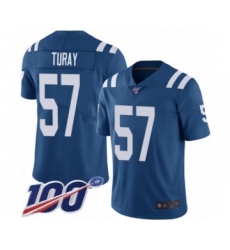 Men's Indianapolis Colts #57 Kemoko Turay Royal Blue Team Color Vapor Untouchable Limited Player 100th Season Football Jersey