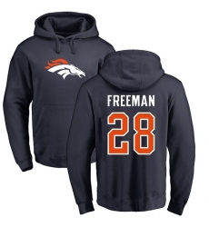 NFL Nike Denver Broncos #28 Royce Freeman Navy Blue Name & Number Logo Pullover Hoodie