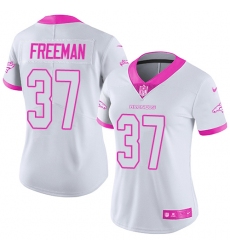 Women's Nike Denver Broncos #37 Royce Freeman Limited White Pink Rush Fashion NFL Jersey