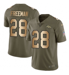 Youth Nike Denver Broncos #28 Royce Freeman Limited Olive Gold 2017 Salute to Service NFL Jersey