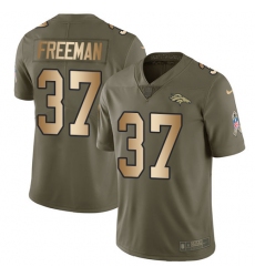 Youth Nike Denver Broncos #37 Royce Freeman Limited Olive Gold 2017 Salute to Service NFL Jersey