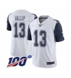 Men's Dallas Cowboys #13 Michael Gallup Limited White Rush Vapor Untouchable 100th Season Football Jersey