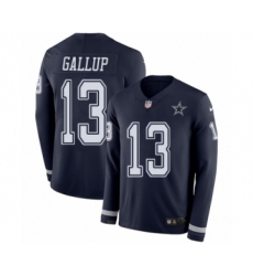 Men's Nike Dallas Cowboys #13 Michael Gallup Limited Navy Blue Therma Long Sleeve NFL Jersey