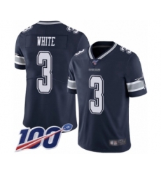Men's Dallas Cowboys #3 Mike White Navy Blue Team Color Vapor Untouchable Limited Player 100th Season Football Jersey