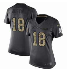 Women's Nike Dallas Cowboys #18 Tavon Austin Limited Black 2016 Salute to Service NFL Jersey