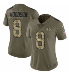 Women's Nike Cincinnati Bengals #8 Logan Woodside Limited Olive/Camo 2017 Salute to Service NFL Jersey