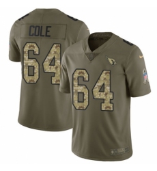 Men's Nike Arizona Cardinals #64 Mason Cole Limited Olive/Camo 2017 Salute to Service NFL Jersey