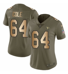 Women's Nike Arizona Cardinals #64 Mason Cole Limited Olive/Gold 2017 Salute to Service NFL Jersey