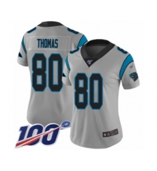 Women's Carolina Panthers #80 Ian Thomas Silver Inverted Legend Limited 100th Season Football Jersey
