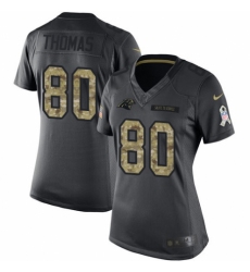 Women's Nike Carolina Panthers #80 Ian Thomas Limited Black 2016 Salute to Service NFL Jersey