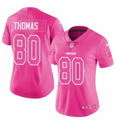 Women's Nike Carolina Panthers #80 Ian Thomas Limited Pink Rush Fashion NFL Jersey