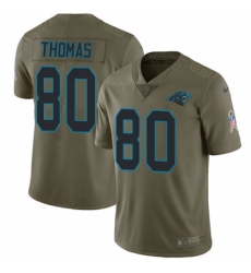 Youth Nike Carolina Panthers #80 Ian Thomas Limited Olive 2017 Salute to Service NFL Jersey