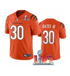 Men's Cincinnati Bengals #30 Jessie Bates III 2022 Orange Super Bowl LVI Vapor Limited Stitched Jersey
