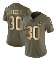 Women's Nike Cincinnati Bengals #30 Jessie Bates III Limited Olive Gold 2017 Salute to Service NFL Jersey