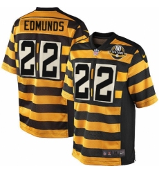 Men's Nike Pittsburgh Steelers #22 Terrell Edmunds Elite Yellow Black Alternate 80TH Anniversary Throwback NFL Jersey