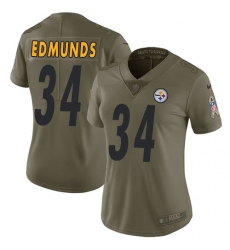 Women's Nike Pittsburgh Steelers #34 Terrell Edmunds Limited Olive Gold 2017 Salute to Service NFL Jersey