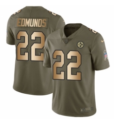Youth Nike Pittsburgh Steelers #22 Terrell Edmunds Limited Olive Gold 2017 Salute to Service NFL Jersey
