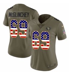 Women's Nike San Francisco 49ers #69 Mike McGlinchey Limited Olive USA Flag 2017 Salute to Service NFL Jersey