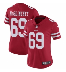 Women's Nike San Francisco 49ers #69 Mike McGlinchey Red Team Color Vapor Untouchable Limited Player NFL Jersey